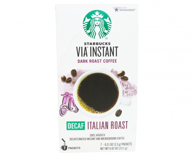 Starbucks Via Decaf Italian Roast Instant Coffee 7 Pack Front
