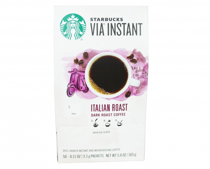 Starbucks Via Italian Roast Instant Coffee 50 Pack Front