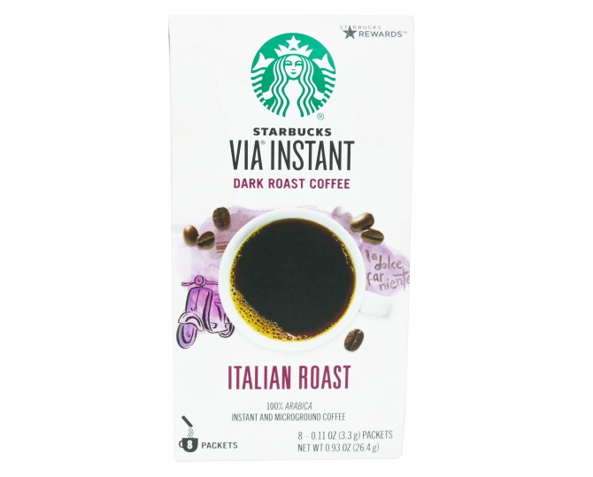 Starbucks Via Italian Roast Instant Coffee 8 Pack Front